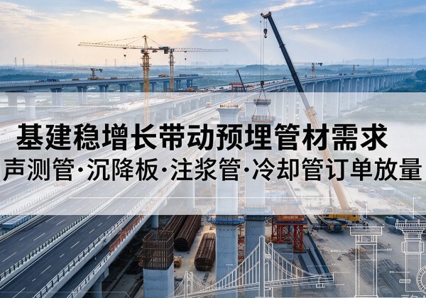 同心基建稳增长带动预埋监测管材需求，声测管、沉降板、注浆管订单持续放量